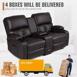 CHABATREE Home Theater Seating,RV Recliner Sofa with Massage and Heat,Manual RV Recliner Loveseat with USB/Cup Holders and Side Pocket for Living Room,Loveseat Brown CHABATREE
