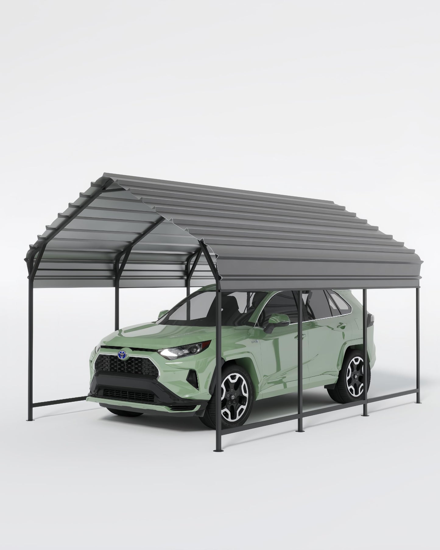 KYBOLT 10'x 16' Metal Carport, Outdoor Heavy Duty Garage with Galvanized Steel Roof and Reinforced All-Metal Frame, Permanent Shelter for Cars, Boats, Trucks, and Tractors - WoodArtSupply