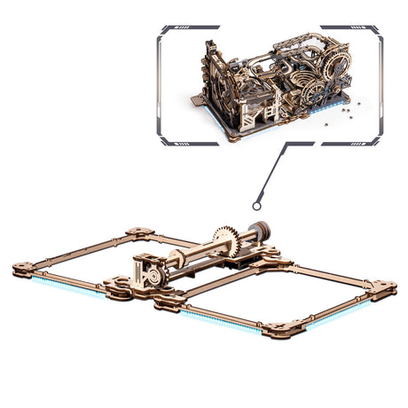 ROBOTIME 3D Wooden Puzzles for Adults Marble Run Link Pack LG01 - Marble Spaceport LGC01 + Marble Night City LGA01 Connector Kit ROBOTIME