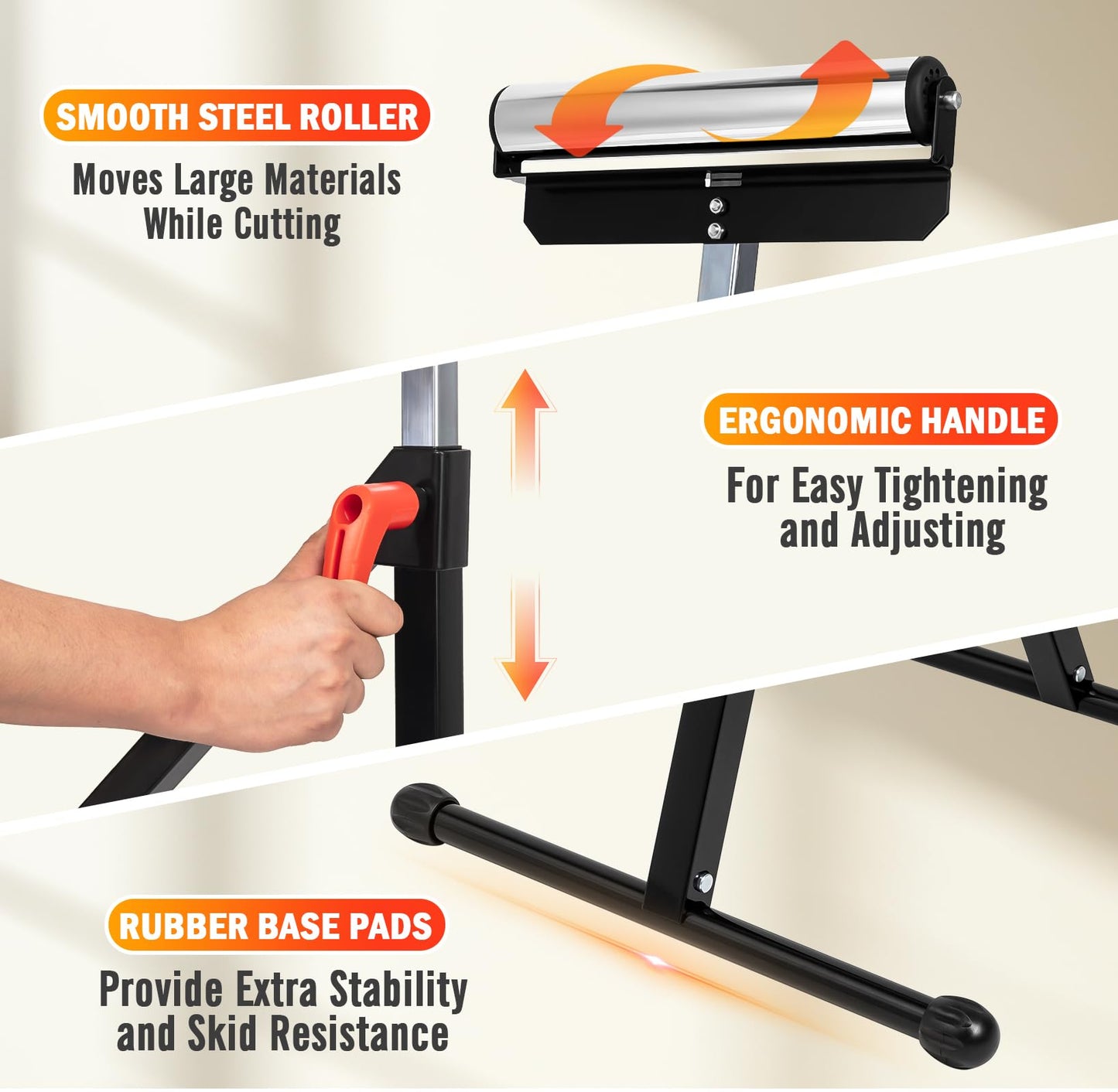 Roller Stand - 2 Pack Roller Stands for Woodworking, Height Adjustable Folding Steel Roller Stand 27-43 In, Table Saw Roller Support Stand for Outfeed Woodworking, Heavy Duty Load Capacity 13 - WoodArtSupply