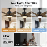 Doozoler 72 Inch Large Ceiling Fan with Light and Remote, Indoor Outdoor Ceiling Fans for Patios Bedroom, 5 Blades Wood Ceiling Fan High CFM 6-Speed Noiseless Reversible DC Motor Ceiling Fan Doozoler