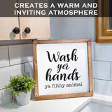 MAINEVENT Wood Decorative Sign, Funny Farmhouse Bathroom Wall Art, 12x12 inches, Wash Yer Hands Ya Filthy Animal MAINEVENT