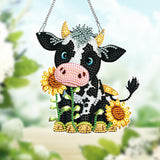 Diamond Art Painting Hanging Pendant DIY Cow 5D Special Shape Crystal Diamond Art Partial Mosaic Making Craft Wreath Ornaments, Christmas Ornaments Home wall decor window decoration Handmade Gift MVVMTOP