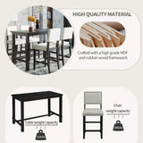 Merax 5 Piece Dining Table Set for 4,Counter Height Kitchen Table Set with One Rectangle Table and 4 Cushioned Chairs for 4 Persons Dining Room Table Set for Small Place Merax
