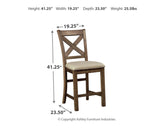 Signature Design by Ashley Moriville Rustic Farmhouse 24.5" Upholstered Barstool, 2 Count, Beige & Brown Signature Design by Ashley