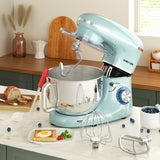 CHeflee Stand Mixer,600W 6+P With 6.5QT Stainless Steel Bowl,Dough Hook, Wire Whip & Beater,for Most Home Cooks,Blue CHeflee