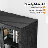 VINGLI Black Lateral File Cabinet with Glass Doors and Locking Drawer for Home Office Storage VINGLI