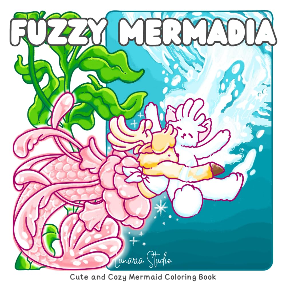 Fuzzy Mermadia: Cute and Cozy Mermaid Coloring Book WoodArtSupply