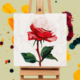 Offito Framed Paint by Numbers Kit for Adults Beginners & Kids Ages 8-12, Rose Flower Acrylic Easy Paint by Number with Frame, Paint by Number Kits on Canvas Framed (10 * 10 Inch, Without Easel) Offito
