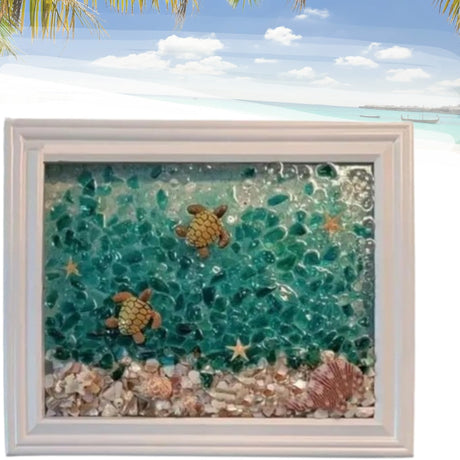 Sea Glass Art Kits, 2024 New Sea Glasss Resin Art Kits for Adults, DIY Mosaic Glass Kits, Mosaic Kits for Adults Resin Beach Art Kit for Home Decoration, Bookshelf, Office, Windowsill (G) Generic