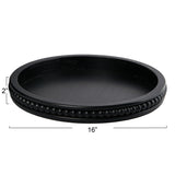 Creative Co-Op Farmhouse Decorative Wood Circle Hobnail Edge, Black Tray Creative Co-Op