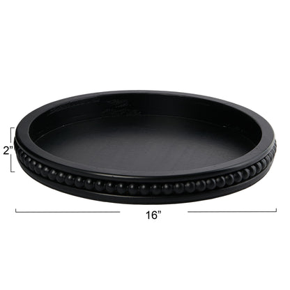 Creative Co-Op Farmhouse Decorative Wood Circle Hobnail Edge, Black Tray - WoodArtSupply