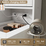 Fameill Vanity Desk with Mirror and Lights,Make up Vanity with Chair and Outlet,Dressing Table with Jewelry Cabinet, Bedroom Vanity with 2 Drawers, 3 Lighting Colors,36.4 inch,White Fameill