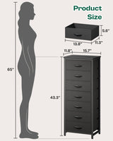 Huuger Tall Dresser for Bedroom, 7 Drawer Dresser & Chests of Drawers, Fabric Dresser for Closet, Bedroom, Night Stand, End Table with Metal Frame, Storage Tower with Fabric Bins, Black Huuger