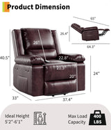 GarveeHome Electric Lift Recliner Chair - Heat and Massage, PU Leather Power Lift Recliner for Elderly & Mobility Impaired, Adjustable Back and Legs, Heavy Duty Lift Chair for Seniors GarveeHome