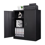 Letaya Metal Storage Cabinets with Lock Door,2 Adjustable Shelves Organizer Steel Storage Cabinets for Home,Office,Warehouse,Garage,Employee Lockers(Black) Letaya