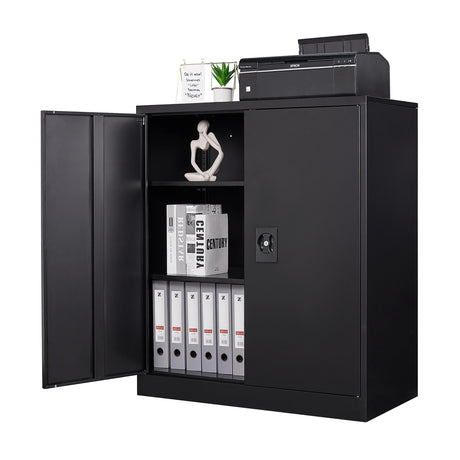 Letaya Metal Storage Cabinets with Lock Door,2 Adjustable Shelves Organizer Steel Storage Cabinets for Home,Office,Warehouse,Garage,Employee Lockers(Black) Letaya