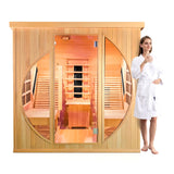ZONEMEL Full Spectrum Infrared 2 Person Wooden Sauna Room with Recliner, Canadian Hemlock Luxury Indoor Sauna with 10 Heaters, Oxygen Bar, 3400 Watt, Infrared Therapy Wood Dry Heat Sauna, 220V ZONEMEL
