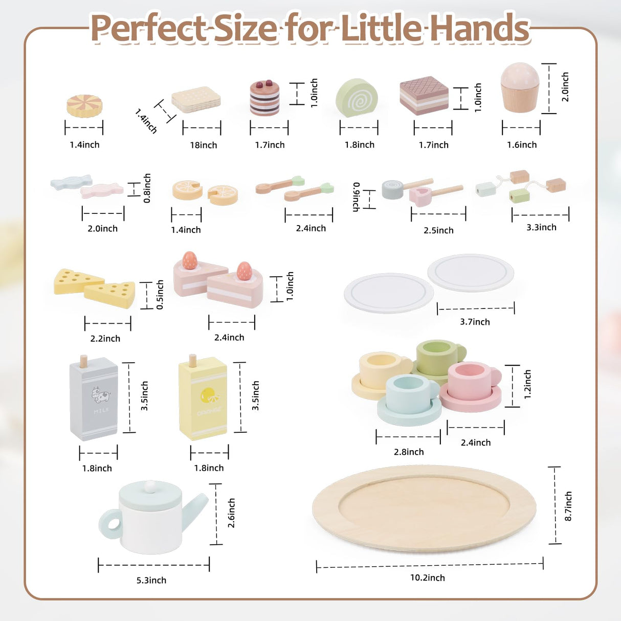 Smartwo Wooden Tea Party Set for Little Girls, 30 PCS Wooden Tea Set for Toddlers 1-3, Pretend Play Kids Wood Tea Set Toy, Play Kitchen Accessories with Play Food, Improve Imagination Smartwo