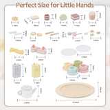 Smartwo Wooden Tea Party Set for Little Girls, 30 PCS Wooden Tea Set for Toddlers 1-3, Pretend Play Kids Wood Tea Set Toy, Play Kitchen Accessories with Play Food, Improve Imagination Smartwo