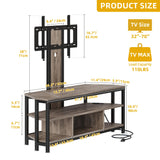 DWVO TV Stand with Mount, Black TV Stands for Living Room w/Power Outlet, LED Entertainment Center for 70/65/60 inch TV, Height Adjustable TV Console Cabinet, Grey DWVO