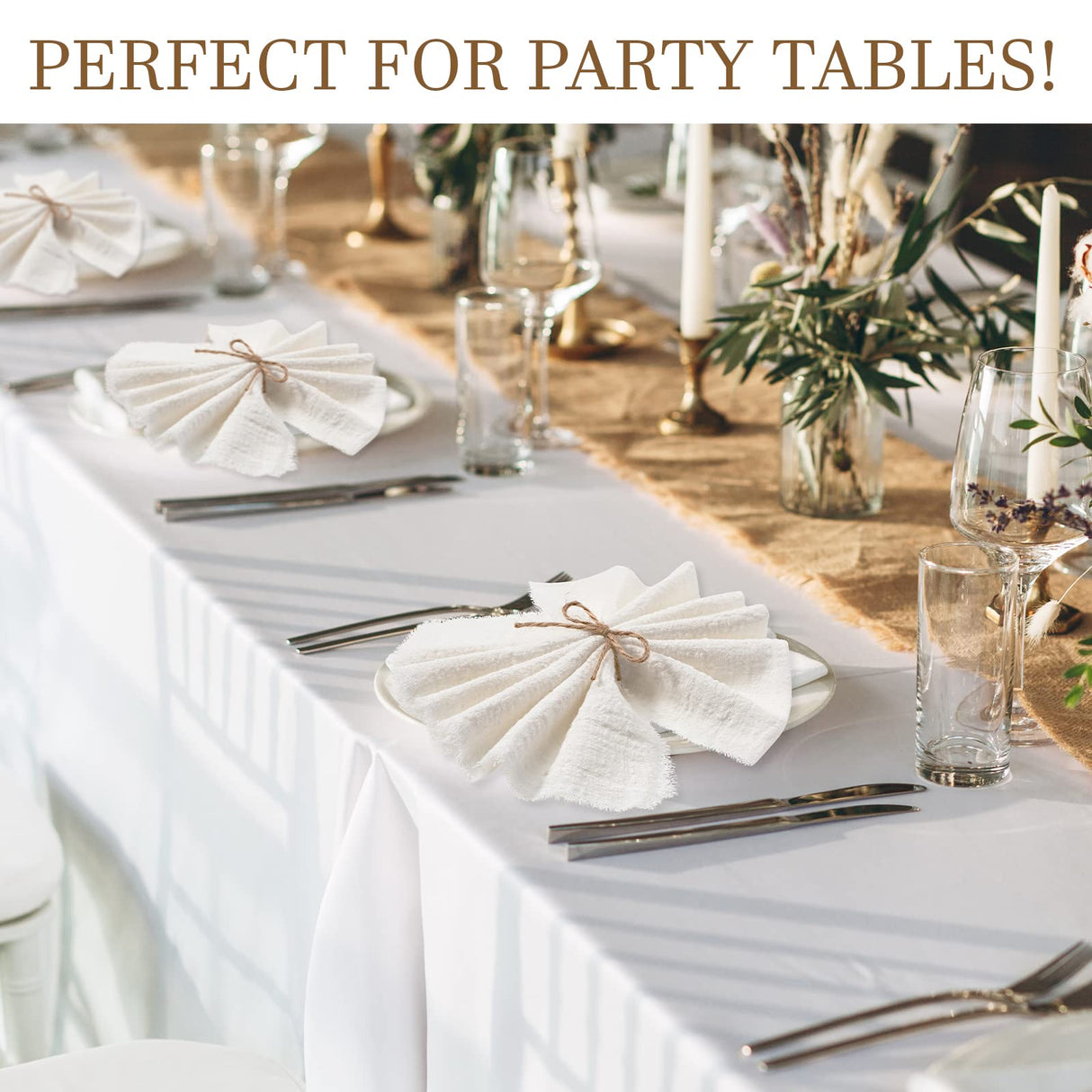 24 Pcs Fringe Napkins Bulk Cloth Cotton Soft Handmade 17 x 17 Inch Rustic Reusable Washable Festive Square Table Napkins with Fringe for Parties Wedding Restaurant Rustic Table Accessory (White) Preboun