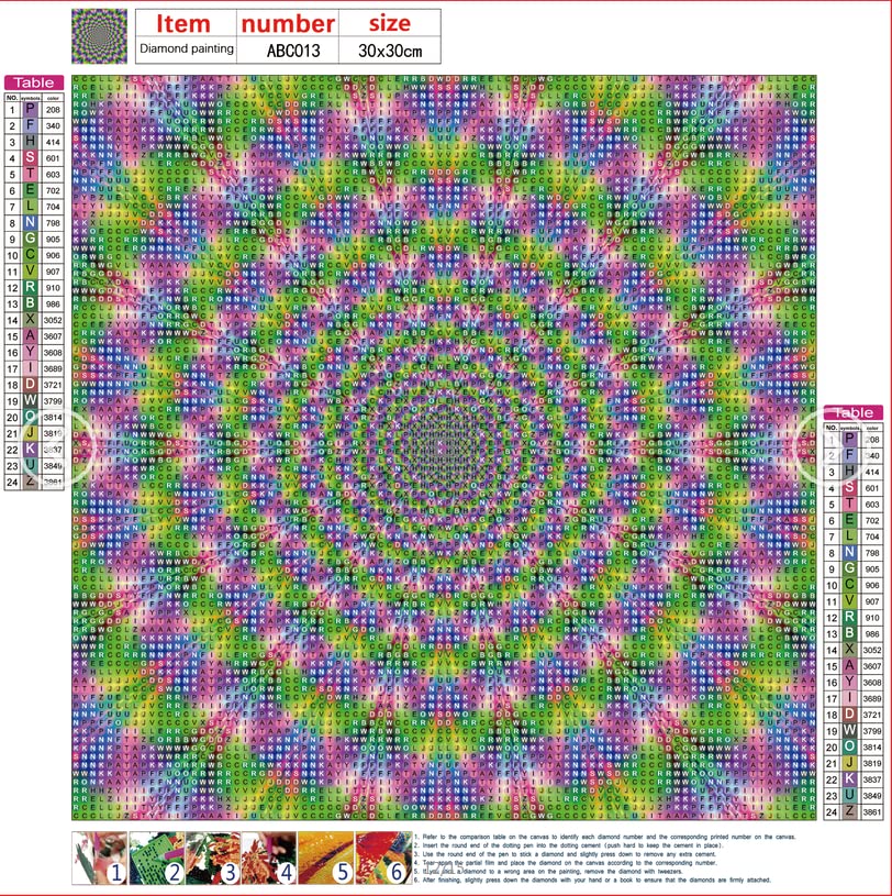Uoopati Psychedelic Art DIY 5D Diamond Painting Set Pink Green Neon Flower Digital Abstract Round Drill Rhinestone Embroidery Arts Craft for Home Wall Decoration, 12x12 Inch Svnthqp
