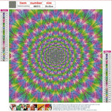 Uoopati Psychedelic Art DIY 5D Diamond Painting Set Pink Green Neon Flower Digital Abstract Round Drill Rhinestone Embroidery Arts Craft for Home Wall Decoration, 12x12 Inch Svnthqp