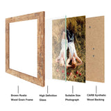 iRahmen 4 Pack 8x10 Picture Frame Rustic Brown Set with High Definition Glass Photo Frames for Desktop Display and Wall Mounting. iRahmen
