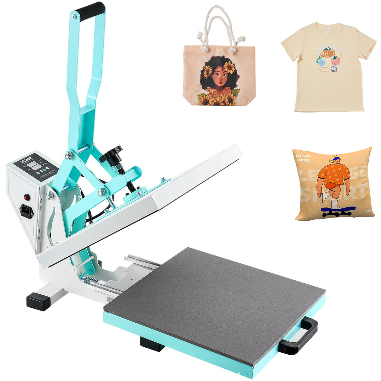VEVOR Heat Press 15x15, High Pressure Heat Press Machine for T Shirts, Slide Out Professional Heat Press for Sublimation, Vinyl, Heat Transfer Projects, Heats Up Fast & Evenly, Green VEVOR