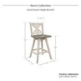 Lexicon Swivel Counter Height Bar Stools-Set-of-2, Modern Solid Wood Kitchen Stools Counter Height, High Back, Swivel Seat, Footrest for Kitchen Island, Easy Assembly, X-Back, 24" SH, White Lexicon