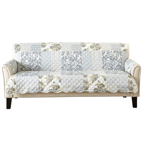 Patchwork Scalloped Printed Furniture Protector Stain Resistant Sofa Cover (Sofa, Grey) Great Bay Home