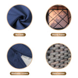 gaildon 7 Piece Patio Furniture Set with 42" Fire Pit Table Outdoor Sectional Conversation Sofa Set with Coffee Table and Comfortable Cushions, Blue gaildon