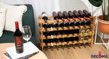 DECOMIL - 36 Bottle Large Wine Rack, Stackable & Modular Wine Storage Rack, Solid Bamboo Wine Holder Display Shelves, Wobble-Free (Four-Tier, 36 DECOMIL