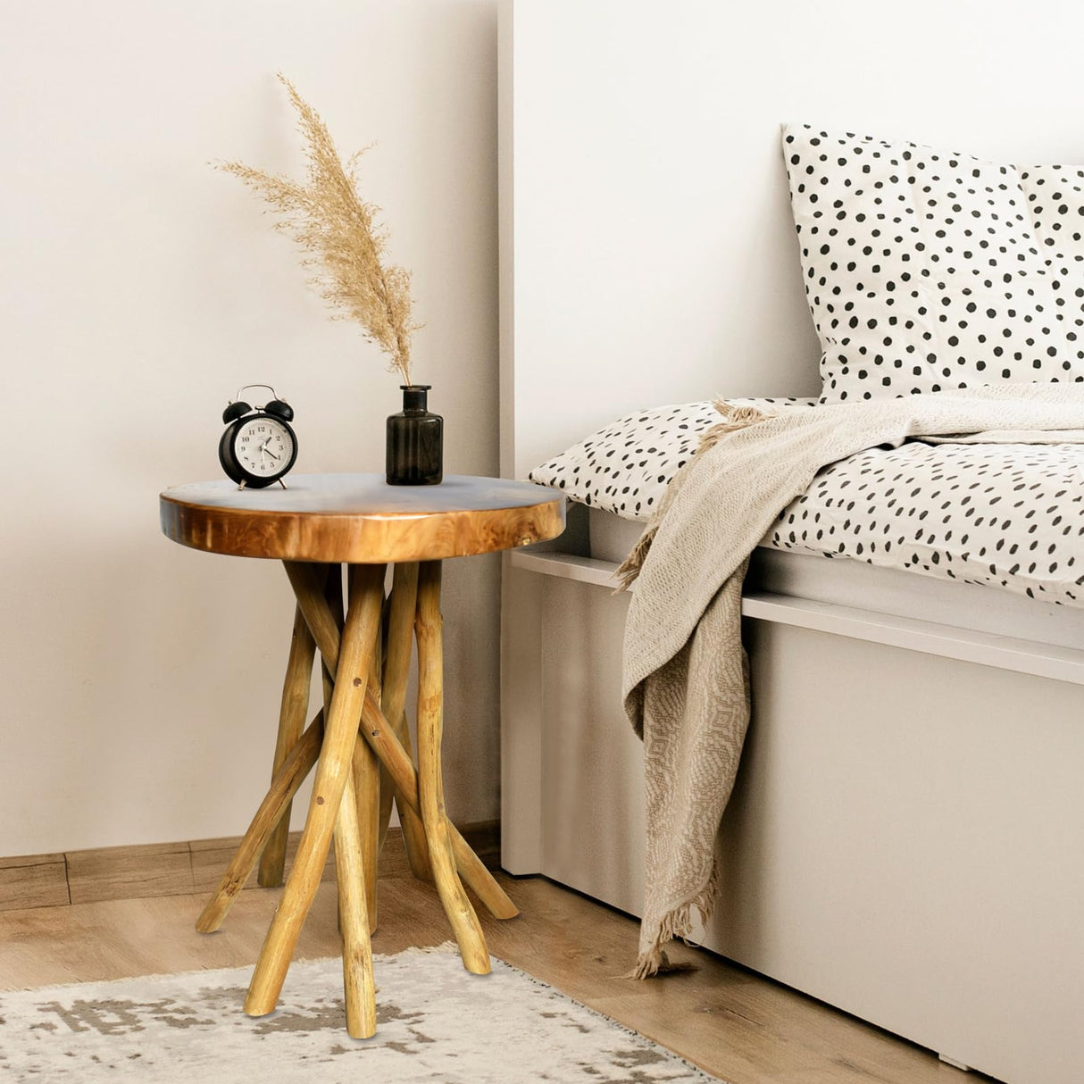 WELLAND Teak Wood Stick Leg End Table WELLAND