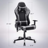 Gaming Chair with Bluetooth Speakers RGB LED Lights, Music Video Game Chair, Ergonomic PU Leather Comfortable Computer Chair, Adjustable Reclining Racing Office Swivel Chair for Adult Teens (Gray) YOUTHUP