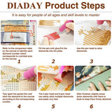 DIADAY Diamond Painting Kits Deer, DIY Diamond Art Kits for Adults Beginners, 5D Full Drill Round Gem Art Diamond Dots Craft Home Wall Decor Gift 12 x 12 Inches DIADAY
