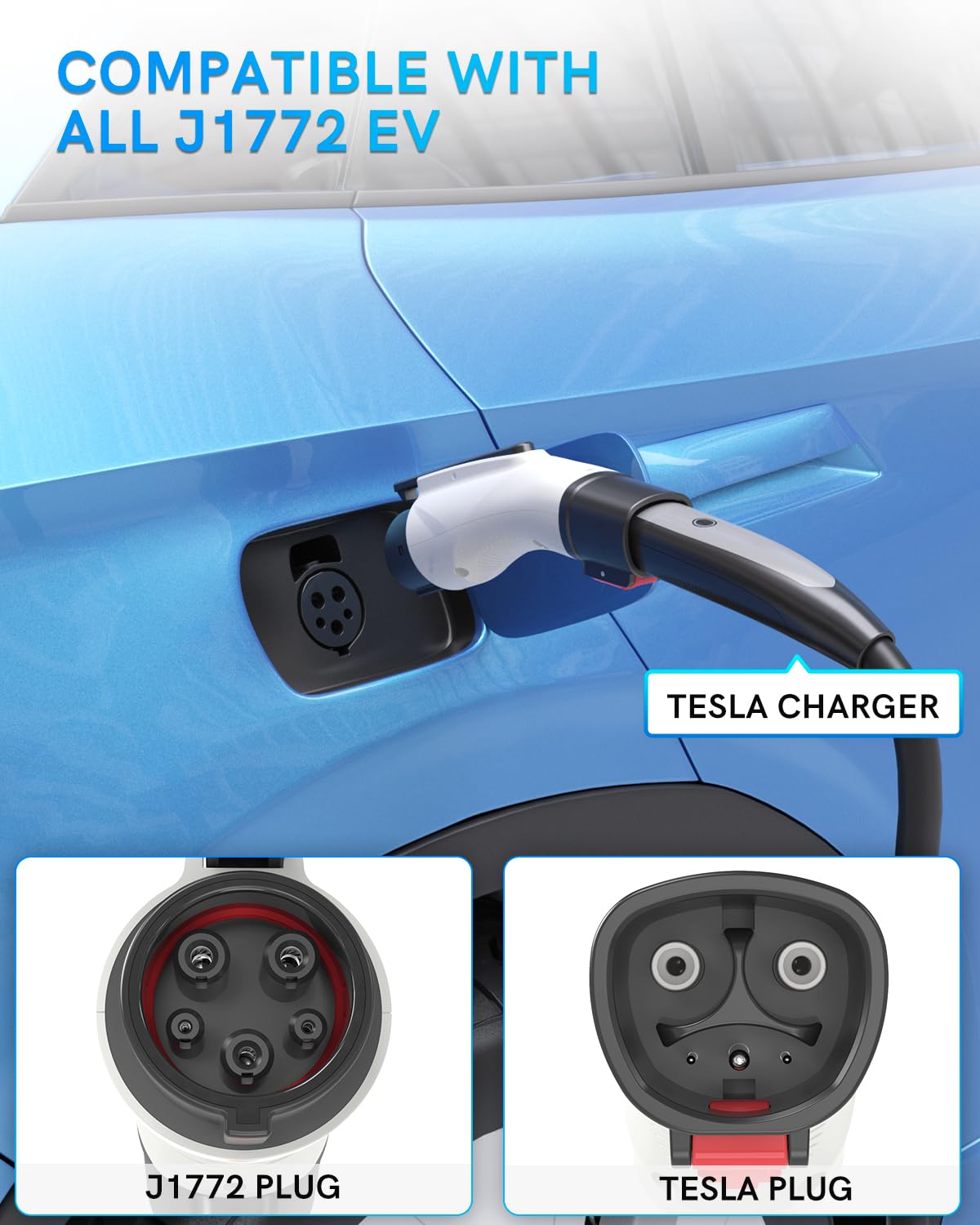 EV Charger Adapter for Tesla to J1772, Up to 60A 250V, IP65, NACS to J1772 Adapter, J1772 EV Charging Adapter Compatible with Tesla Wall Connector/Tesla Destination/Mobile Charger (for J1772 EVs Only) SEGUMA