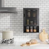 HITNET Bathroom Storage Cabinet Wall Mounted, Hanging Medicine Cabinet with Adjustable Shelf, Over The Toilet Space Saver Organizer, Black Bamboo Kitchen Cupboard, Single Door HITNET