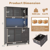 Giantex 73" Kitchen Pantry Storage Cabinet, Hutch Cabinet with LED Lights & Power Outlet, Kitchen Buffet Cabinet w/Wine Glass Racks, Countertop, Adjustable Shelves, Drawers for Dining Room (Espresso) Giantex