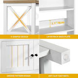 DWVO White Baker Rack with Power Outlet and Storage, Farmhouse Microwave Stand with Door for Kitchen, 5-Tiers Tall Coffee Bar Station Cabinet Thickened Counter with Hutch Shelves DWVO