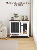 OtterOasis Dog Crate Furniture, Dog Kennel Indoor Foldable and Portable, Sturdy Wooden Dog Crate End Table Easy Assembly with 360° Rotating Feeder and Detachable Tray for Small Dogs, Medium Dogs OtterOasis