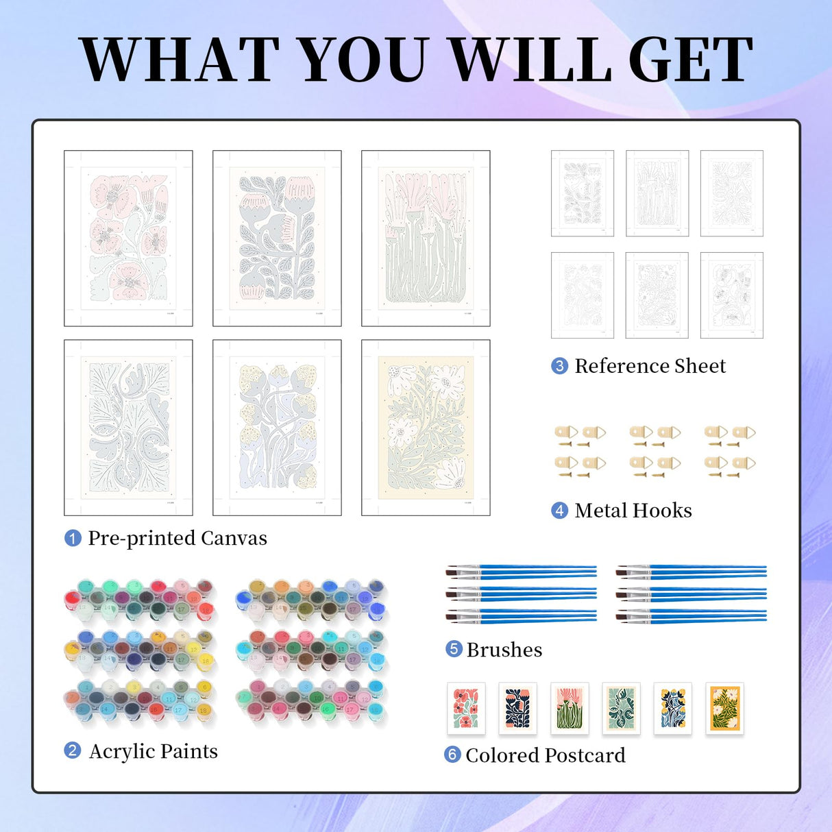 6 Pack Paint by Numbers Kit for Adults Beginner, Flower Adult Paint by Number Kits on Canvas, Easy Flowers DIY Acrylic Oil Painting by Numbers Kits, Perfect for Home Decor 8x12 Inch Okarina