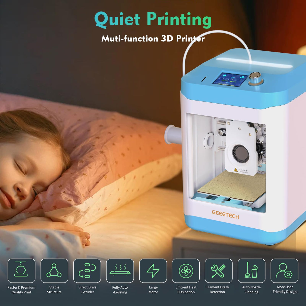 3D Printer for Kids and Beginners,Geeetech Mini 3D Printers with Auto Leveling,High Speed and Fully Open Source,Fully Assembled Direct Drive Extruder,for Home and School,Print Area 3.94×4.33×3.94 in GIANTARM