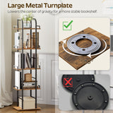 YATINEY Rotating Bookshelf, 5 Tier Spinning Bookcase Tower, 360 Display Narrow Bookshelf, Tall Industrial Corner Shelf Organizer, Storage Shelf Bookcase for Living Room, Rustic Brown and Black SJ02BR YATINEY