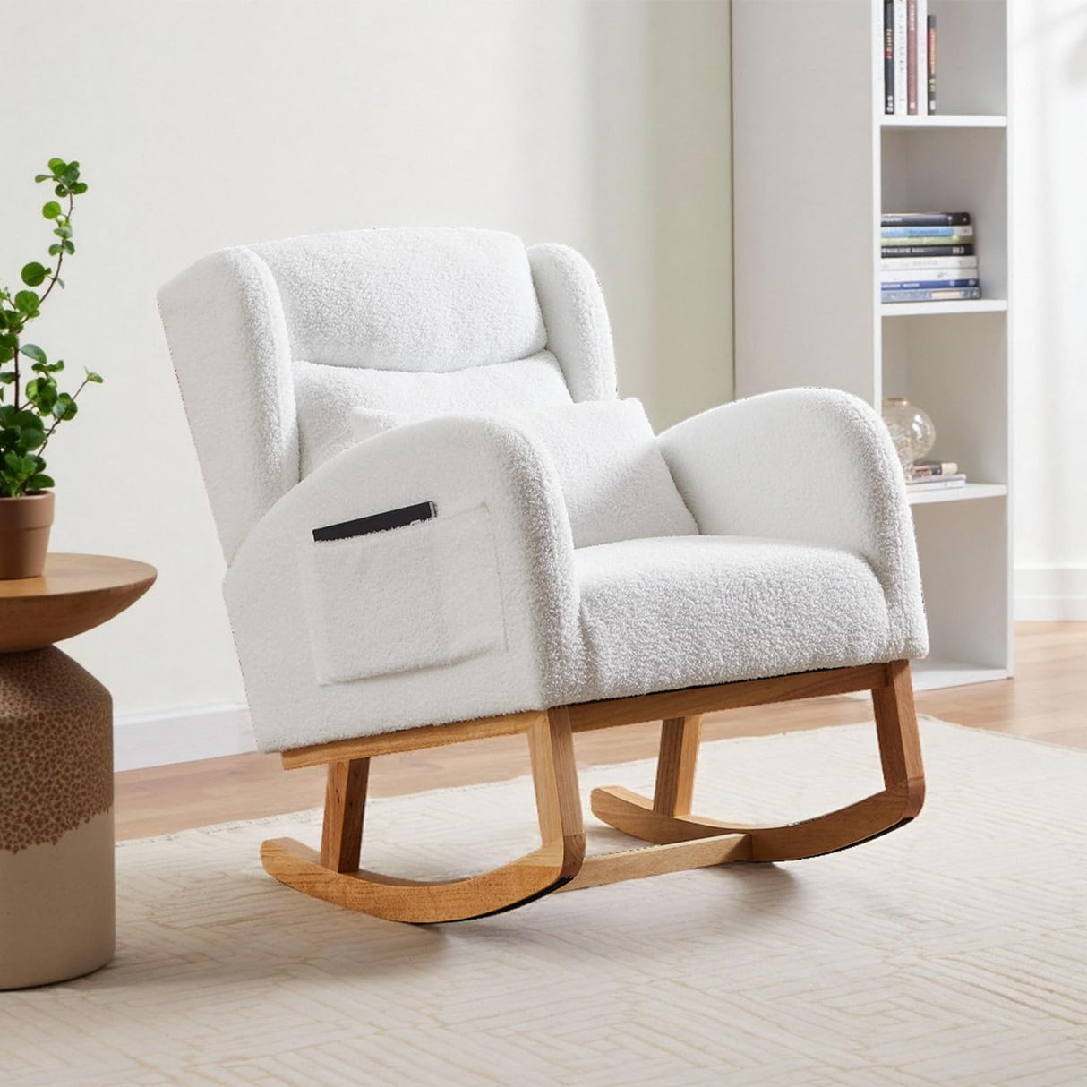 MYFUNSHOP Nursery Rocking Chair Glider – Classic Rocker with Comfortable Cushioning & Smooth Motion for Bedroom MYFUNSHOP