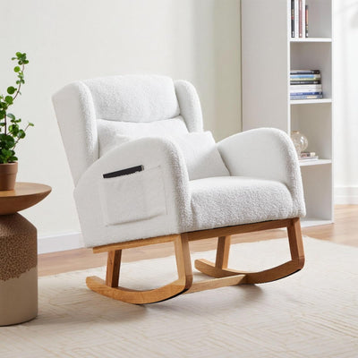 MYFUNSHOP Nursery Rocking Chair Glider – Classic Rocker with Comfortable Cushioning & Smooth Motion for Bedroom