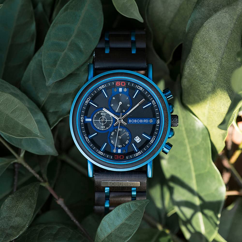 Engraved Wooden Watches for Husband Boyfriend My Man Fiancé Customized Personalized Wood Watches for Men Multifunction Personalized Family Watch (Custom Box Photo) WoodArtSupply