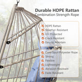 Hanging Egg Chair Without Stand, HDPE Rattan Foldable Swing Chair with Aluminum Frame & UV Resistant Cushion, Hammock Egg Basket for Indoor Outdoor Bedroom Garden, 350Lbs Capacity (Blue) DAIJIA CHINA