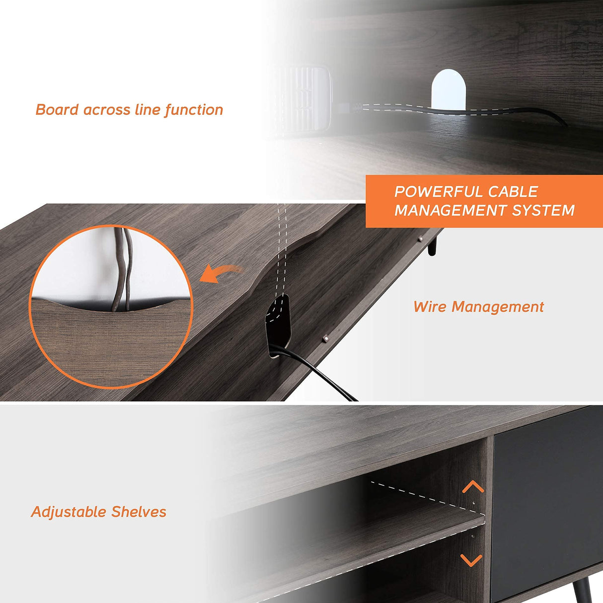 WAMPAT Mid Century Modern TV Stand for TVs up to 65 inches, Wood TV Console Media Cabinet with Storage, Entertainment Center for Living Room Bedroom, Black, 60 inch WAMPAT